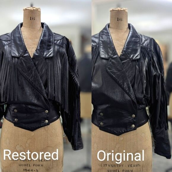 Vintage Leather Crop Fringe Jacket - Picture 3 of 12